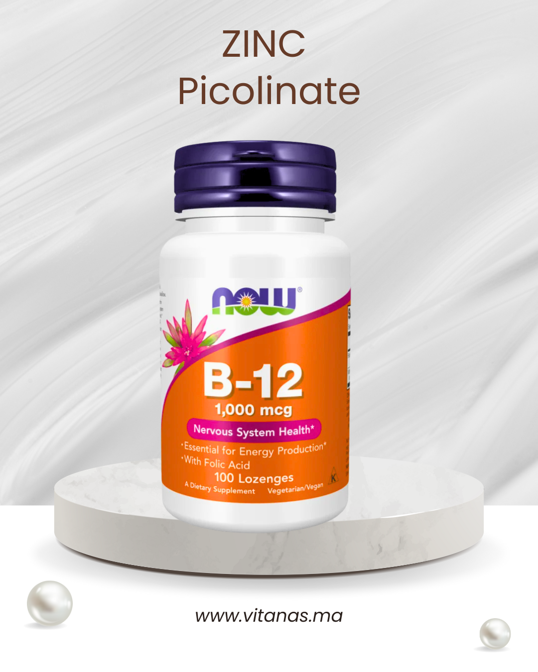 NOW Foods, Vitamine B12, 100 pastilles